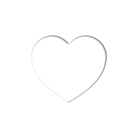 Imitation of a flat relief on white paper, cut out heart with an inner shadow. Minimal style. Abstract pattern for love message template. 3D rendering.の写真素材