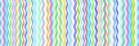 Widescreen abstract geometric background. Multicolor wavy stripes. Seamless pattern in memphis style.のイラスト素材
