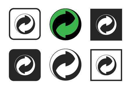 Eco sign for packaging goods. Arrow options in a circle and square.のイラスト素材