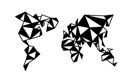 Abstract world map template in triangulation style for industrial interior, design. The location of the triangles is interconnected.のイラスト素材