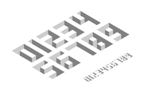 Basic numbers in isometric style with the effect of depth. Minimalistic flat design.のイラスト素材