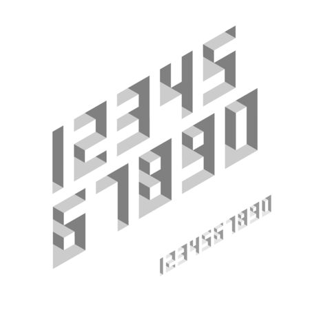 Basic numbers in isometric style with the effect of depth. Minimalistic flat design.のイラスト素材