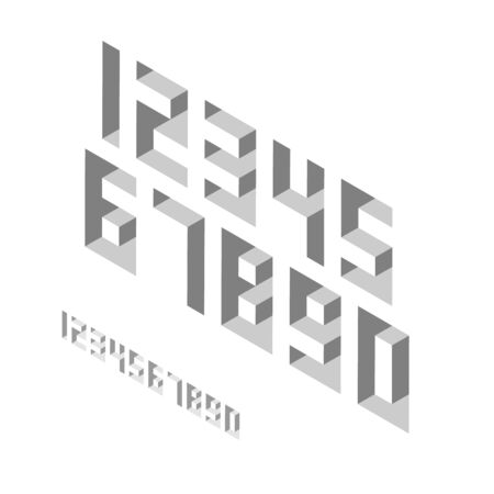 Basic numbers in isometric style with the effect of depth. Minimalistic flat design.のイラスト素材