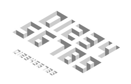 Basic numbers in isometric style with the effect of depth. Minimalistic flat design.のイラスト素材