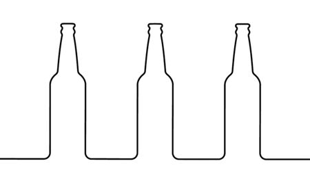 Contour layout of a beer bottle in the style of one solid line. Menu design. Minimalism repetition pattern.のイラスト素材