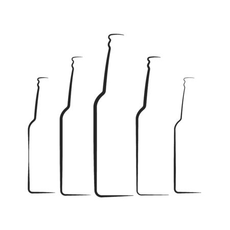 Beer glass bottle contour options. Half view. For the design of the menu, logo, symbols of various drinks.のイラスト素材