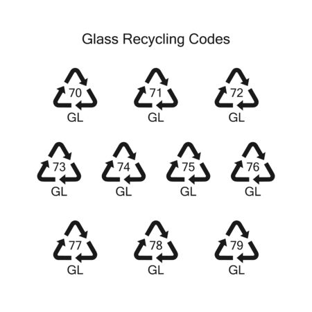 Recycling codes for glass.のイラスト素材