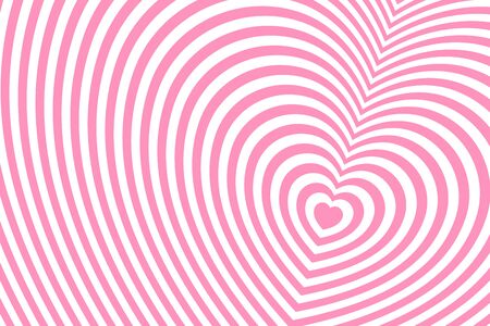 Striped heart shaped pattern. Fashionable ornament with the effect of illusion.のイラスト素材