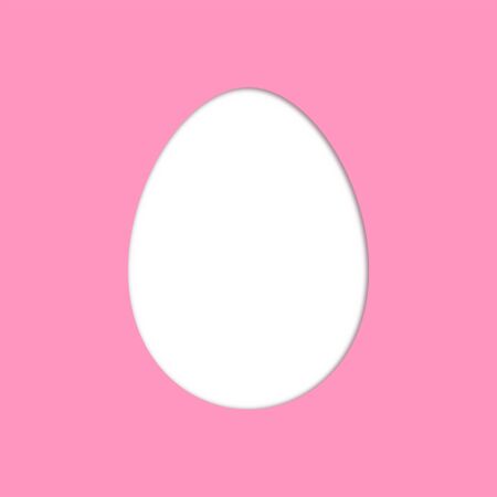 Flat lay of an Easter egg shape with soft inner shadow in pastel pink. Minimal contemporary style.の写真素材