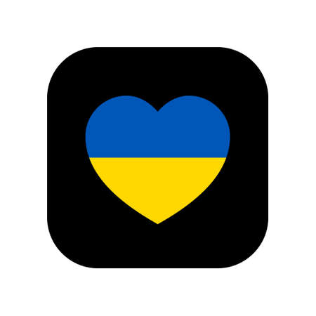 Icon for use in applications of various gadgets. The symbol of the national flag of Ukraine in the shape of a heart. Flat minimal style.のイラスト素材