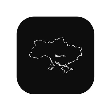 Icon for use in applications of various gadgets. Country map Ukraine is my home. Flat minimal style.のイラスト素材