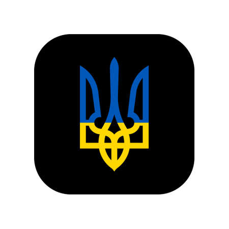 Icon for use in applications of various gadgets. State Emblem of Ukraine. Trident in national colors. Flat minimal composition.のイラスト素材