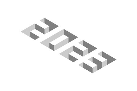 2023. Isometric text style with depth effect. Minimal 3D numbers template for Happy New Year. Christmas background.のイラスト素材