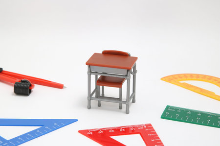 School supplies used in math class, the geometry or science. Mathematics geometry tool for student...