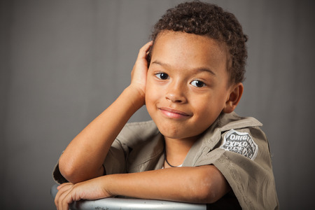 portrait of a black boy with different emotionsの写真素材