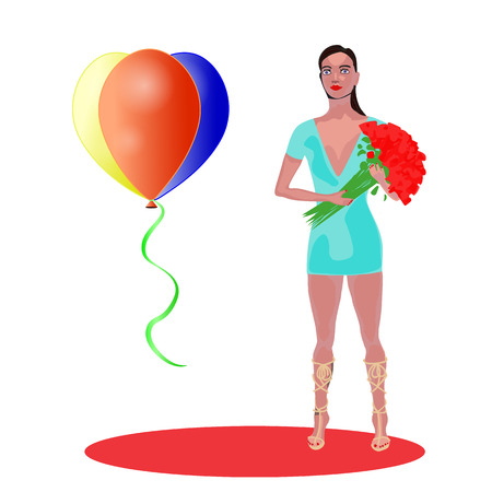 Young lady with flowersのイラスト素材