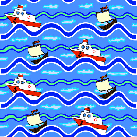 The texture of the sea floating shipsのイラスト素材