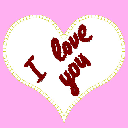 Inscription I love you from the hearts on a pink backgroundのイラスト素材