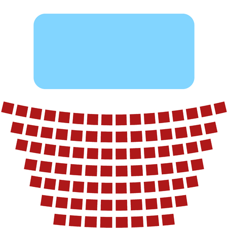 Cinema icon, a blue screen and rows of seats in the theaterのイラスト素材