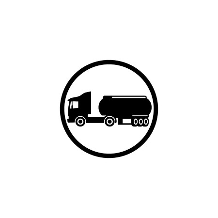 Icon designation gasoline truck on a white background in a black circleのイラスト素材