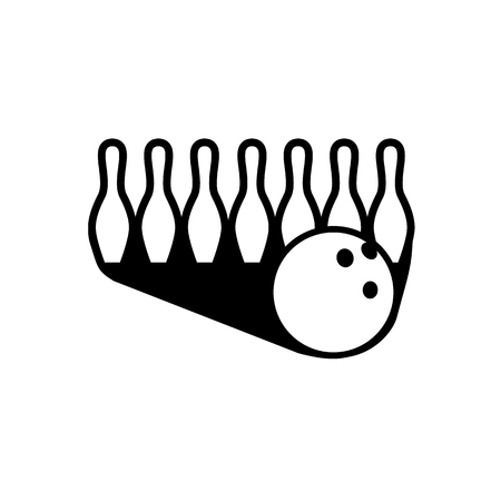 Icon bowling symbol black on white background with skittles and ballのイラスト素材