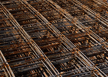 Welded metal wire mesh slightly rusty for construction work