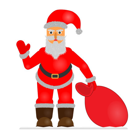 Christmas icon Santa Claus with a bag of gifts on a white backgroundのイラスト素材