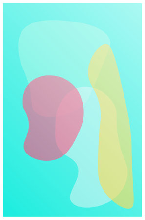 Postcard template in light blue colors with multi-colored circlesのイラスト素材