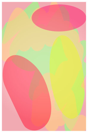 Postcard template in pastel colors with pink and yellow circlesのイラスト素材
