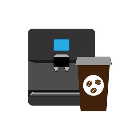 Colored icon of coffee machine and takeaway coffee cupのイラスト素材
