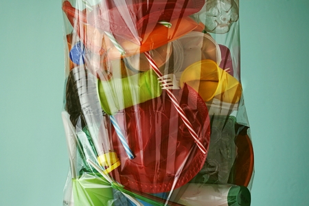 Plastic garbage. Recycling plastic. Sorting wasteの写真素材