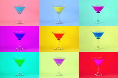 Multicolored cocktails. Cocktail party backgroundの写真素材