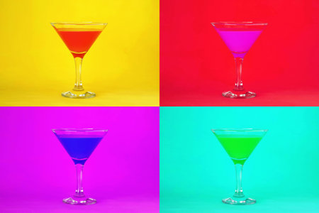 Cocktail background. Martini cocktail glasses