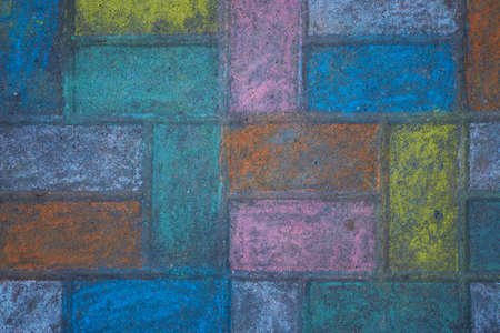 Abstract chalk drawing on the sidewalk. Top viewの写真素材