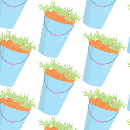vector seamless pattern bucket with carrotsのイラスト素材