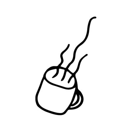 vector illustration of hot cup with tea in doodle styleのイラスト素材
