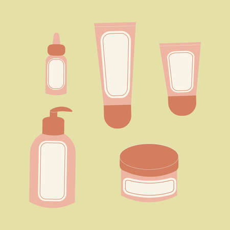 Vector set of cosmetics in flat styleのイラスト素材