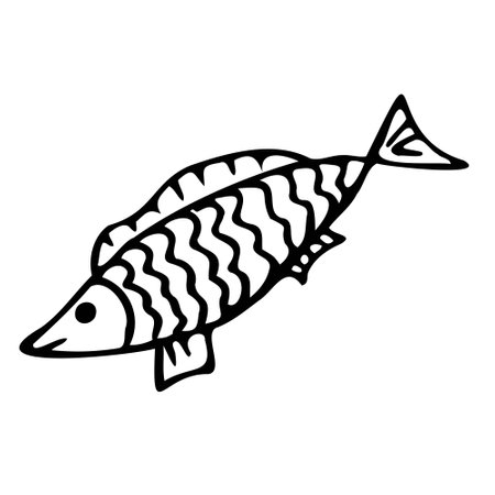 Vector illustration of fish in doodle styleのイラスト素材