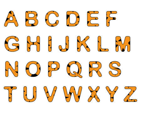 alphabet with tiger skin texture.tiger font.のイラスト素材