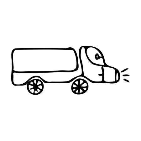 Vector illustration of a truck. Doodle styleのイラスト素材