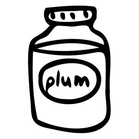 Vector illustration of a jar of jam. Plum Jam.のイラスト素材