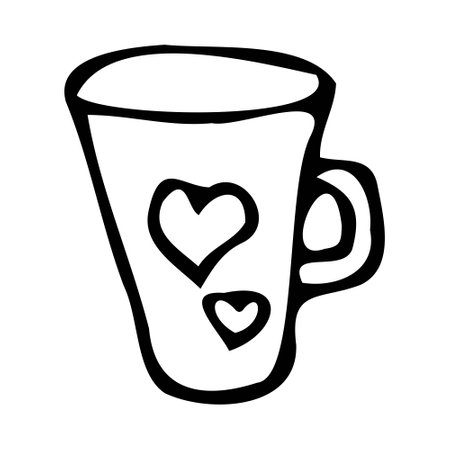 Tea cup icon. Mug in hearts.のイラスト素材