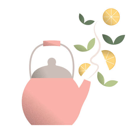 Pink teapot with a handle.Teapot icon.のイラスト素材