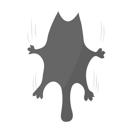 Illustration of a gray cat. The cat falls from the wall. The cat clings to the wall. Flat style.のイラスト素材