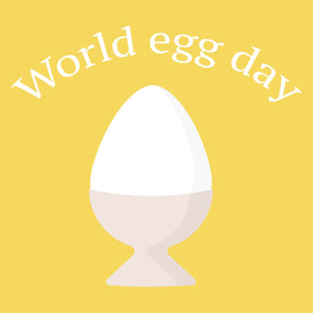 Illustration of a boiled egg on a stand. Flat style. Egg on a yellow background.のイラスト素材