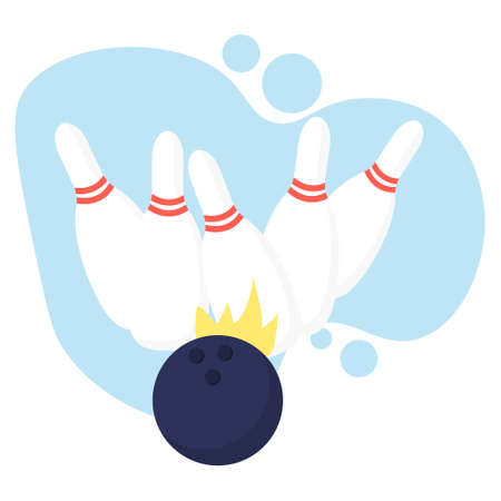 Illustration of three skittles and a ball. Bowling concept.のイラスト素材