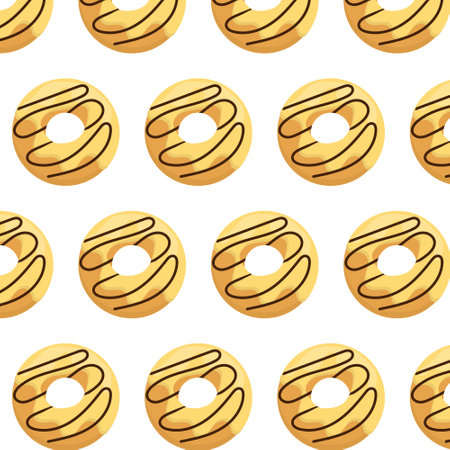 Donut seamless pattern. Pattern with a donut in glaze. The pattern is suitable for prints, posters, fabrics, wrapping paper.のイラスト素材