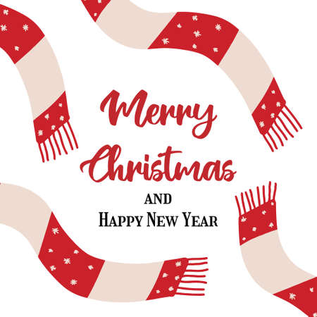 Hand drawn Christmas card with scarf . Christmas poster.のイラスト素材