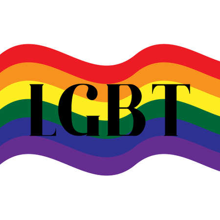 LGBT flag with pride month lettering. Template for an inscription.のイラスト素材