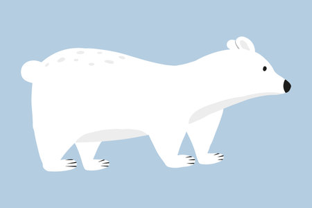 Polar bear illustration isolated on blue background. Cute hand drawn polar bear in cartoon style.のイラスト素材